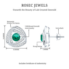 1 Carat Lab Grown Emerald Triangle Stud Earrings in Sterling Silver