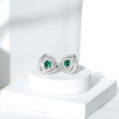 1 Carat Lab Grown Emerald Triangle Stud Earrings in Sterling Silver