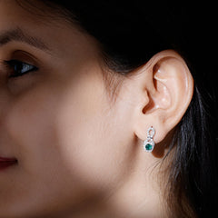 Half Carat Lab Grown Emerald Infinity Stud Earrings with Moissanite