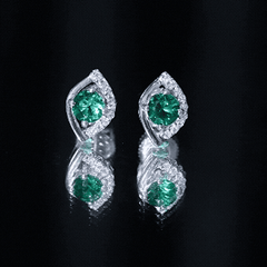 Sterling Silver 1 Carat Lab Grown Emerald Stud Earrings with Moissanite