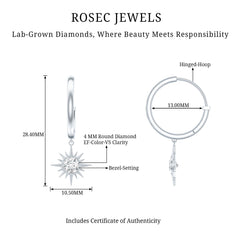 Certified Lab Grown Diamond Sunburst Hoop Earrings