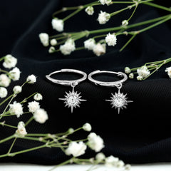 Certified Lab Grown Diamond Sunburst Hoop Earrings