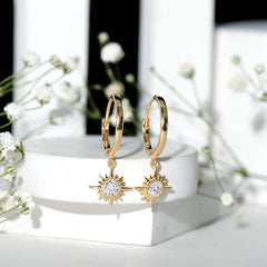 Certified Lab Grown Diamond Sunburst Hoop Earrings