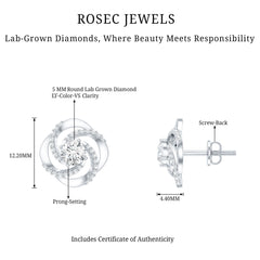 Certified Lab 5 MM Round Diamond Swirl Stud Earrings