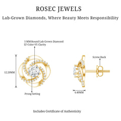 Certified Lab 5 MM Round Diamond Swirl Stud Earrings