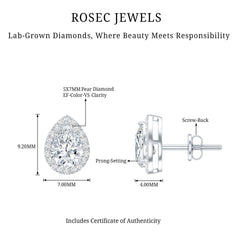 Certified 5X7 MM Lab Grown Diamond Teardrop Stud Earrings