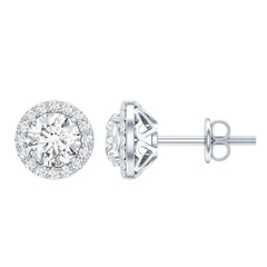 5 MM Round Lab Grown Diamond Halo Stud Earrings With Screw Back