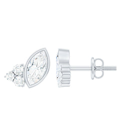 Bezel Set Lab Marquise Diamond Stud Earrings