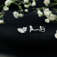 Bezel Set Lab Marquise Diamond Stud Earrings