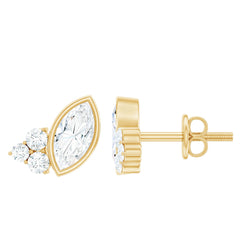 Bezel Set Lab Marquise Diamond Stud Earrings