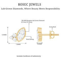 Bezel Set Lab Marquise Diamond Stud Earrings