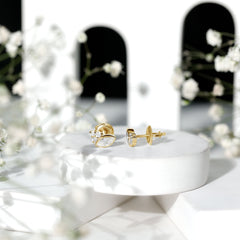 Bezel Set Lab Marquise Diamond Stud Earrings