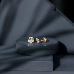 Bezel Set Lab Marquise Diamond Stud Earrings