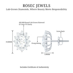 Certified Oval Shaped Lab Grown Diamond Halo Stud Earrings
