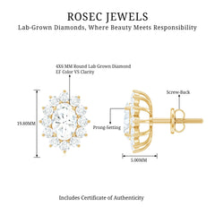 Certified Oval Shaped Lab Grown Diamond Halo Stud Earrings