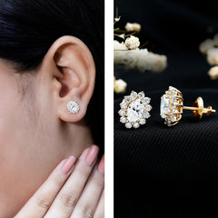 Certified Oval Shaped Lab Grown Diamond Halo Stud Earrings