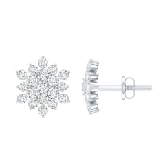 Certified Lab Grown Diamond Flower Statement Earrings