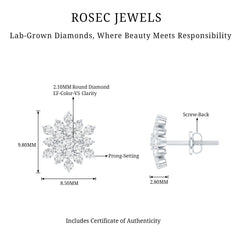 Certified Lab Grown Diamond Flower Statement Earrings