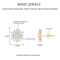 Certified Lab Grown Diamond Flower Statement Earrings