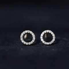 Lab Grown Diamond Circle Stud Earrings With Screw Back