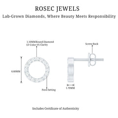 Lab Grown Diamond Circle Stud Earrings With Screw Back