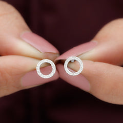 Lab Grown Diamond Circle Stud Earrings With Screw Back