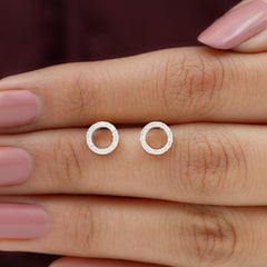 Lab Grown Diamond Circle Stud Earrings With Screw Back