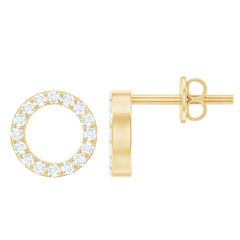 Lab Grown Diamond Circle Stud Earrings With Screw Back