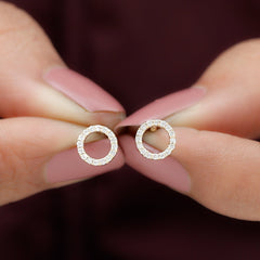 Lab Grown Diamond Circle Stud Earrings With Screw Back