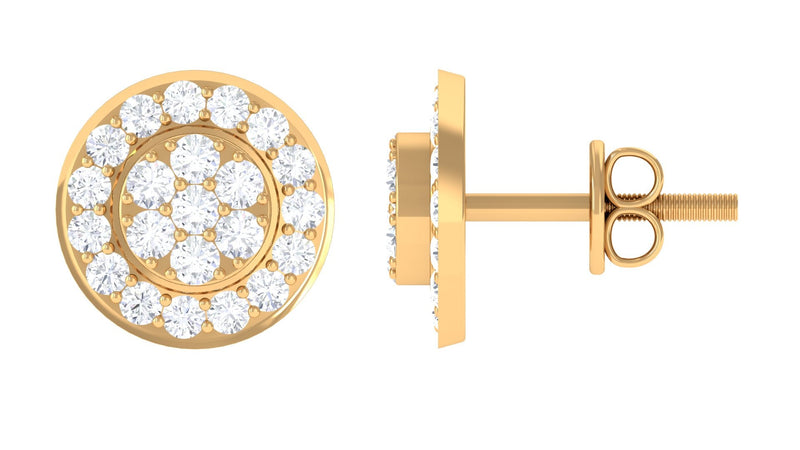 Natural Diamond Round Earrings with Screw Back