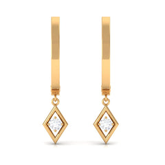 Minimal Diamond Drop Hoop Earrings with Certificate