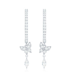 Natural Diamond Butterfly Hoop Earrings for Women