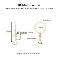 Natural Diamond Butterfly Hoop Earrings for Women