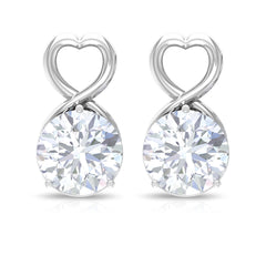 2 CT Round Shape Solitaire Moissanite Heart Stud Earrings
