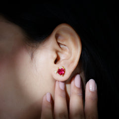 Certified Lab Grown Ruby Devil Heart Earrings