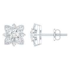 Certified Moissanite Floral Stud Earrings