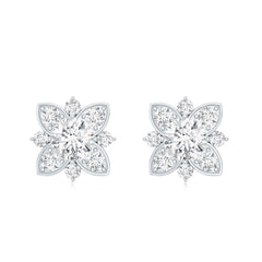 Certified Moissanite Floral Stud Earrings