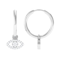 Natural Diamond Evil Eye Drop Hoop Earrings