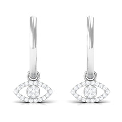 Natural Diamond Evil Eye Drop Hoop Earrings