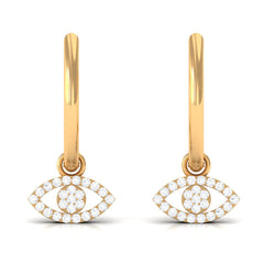 Natural Diamond Evil Eye Drop Hoop Earrings