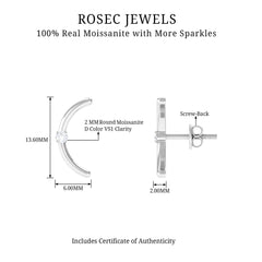 Certified Moissanite Curved Stud Earrings