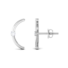 Certified Moissanite Curved Stud Earrings