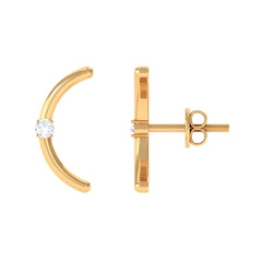 Certified Moissanite Curved Stud Earrings