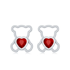 Certified Lab Created Ruby Teddy Bear Stud Earrings