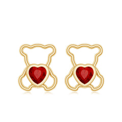 Certified Lab Created Ruby Teddy Bear Stud Earrings