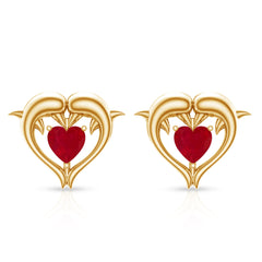 1 CT Heart Shape Ruby Dolphin Stud Earrings
