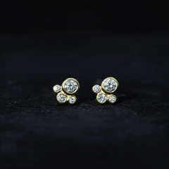 1/2 CT Contemporary Diamond Bezel Cluster Stud Earrings