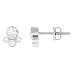 1/2 CT Contemporary Diamond Bezel Cluster Stud Earrings