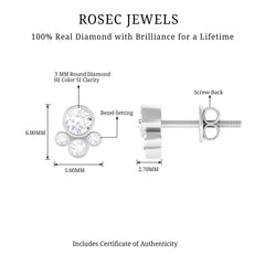 1/2 CT Contemporary Diamond Bezel Cluster Stud Earrings