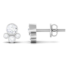 1/2 CT Contemporary Diamond Bezel Cluster Stud Earrings